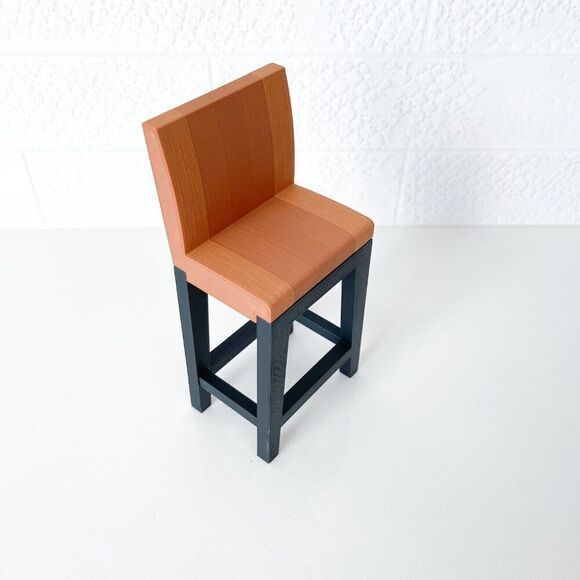 Miniature Barbie Bistro Table 4 Striped Chairs 3D Printed Dollhouse Furniture - Picture 6 of 7